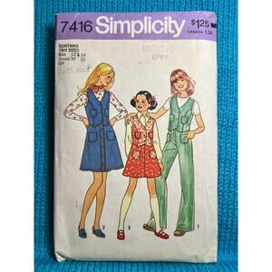Simplicity 7416 Sewing pattern girls vest wide leg pant and aline skirt size 12